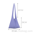 Diseño simple Bolsa de compras informal de gran capacidad para mujeres de tejido para mujeres con mango largo